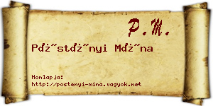Pöstényi Mína névjegykártya